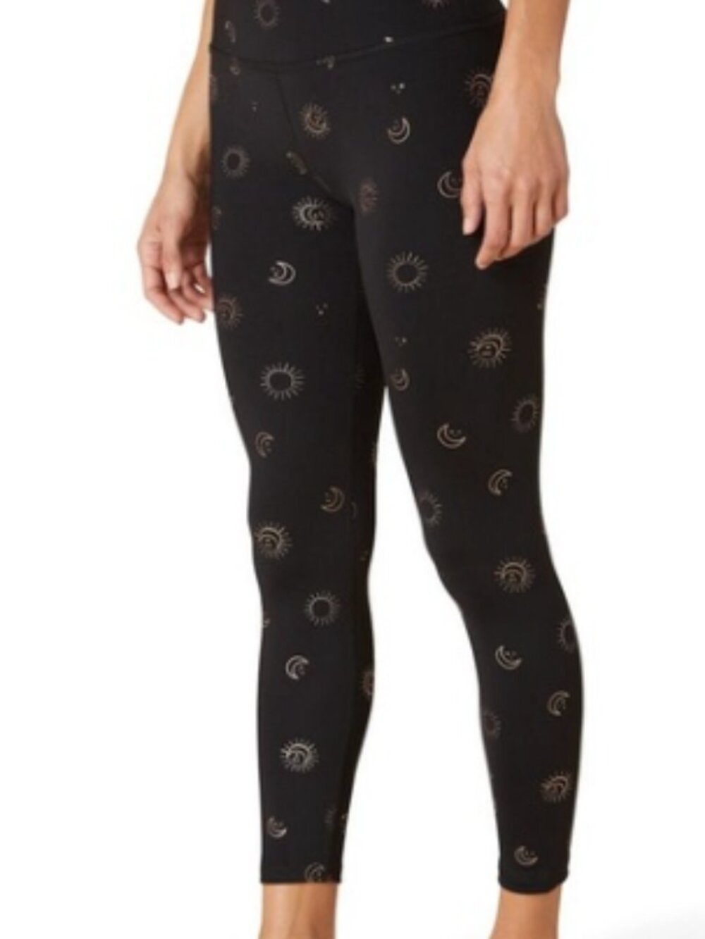 Beyond Yoga Sun & Moon ☀️🌙Gold Foil & Black 7/8 Legging XL - Picture 2 of 7